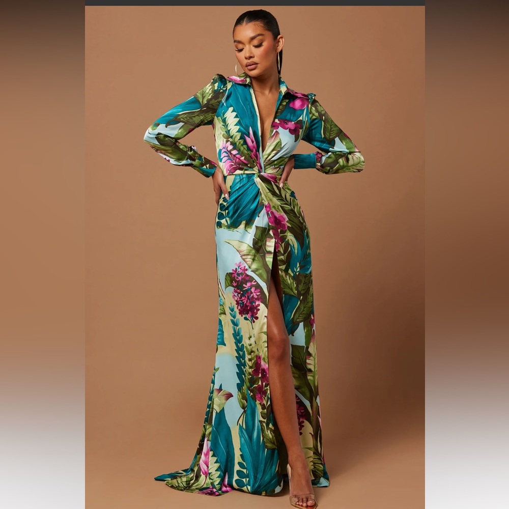 Tropical print maxi dress by FASHION NOVA LUXE
